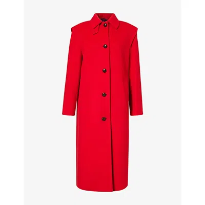 Weekend Max Mara Omens Gessati Wool Long Coat Red In Multi