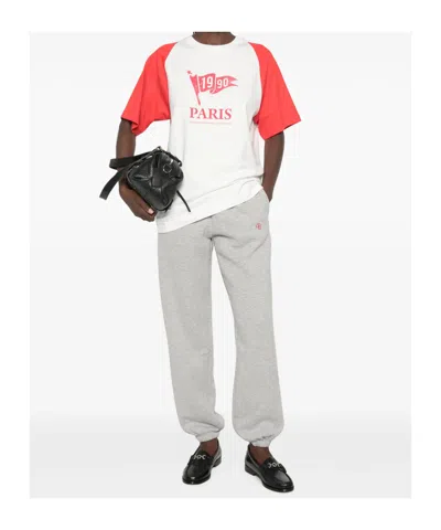 System Raglan-sleeve Graphic-print T-shirt In White/red