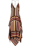 PETAR PETROV Asymmetric striped silk-satin midi dress