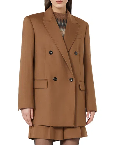 Max Mara Wool Blend Double-breasted Jacket In Brown