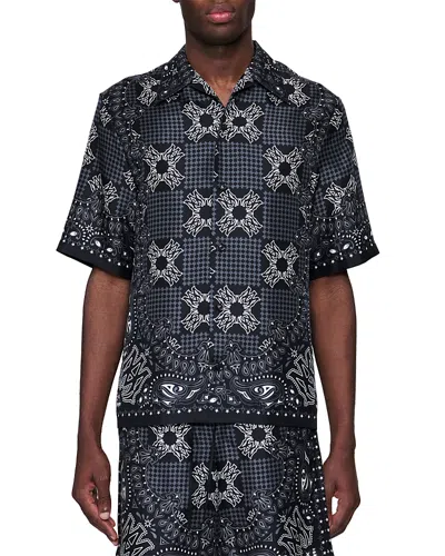 Amiri Silk Bowling Shirt With Cuban Collar And All-over Geometric Print In Multi