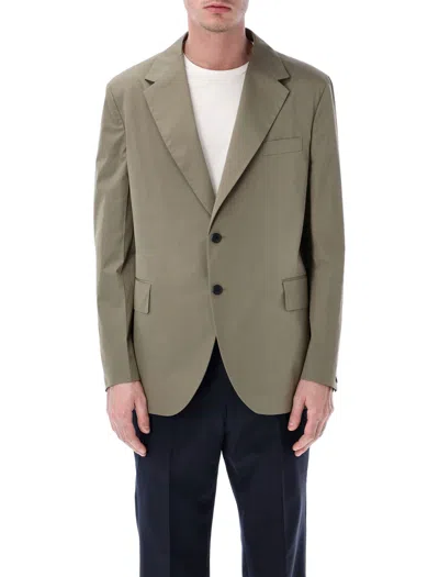 Prada Poplin Blazer Regular Fit Notch Lapel In Green