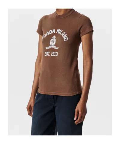 Prada Printed T-shirt In Brown