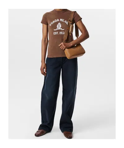 Prada Printed T-shirt In Brown