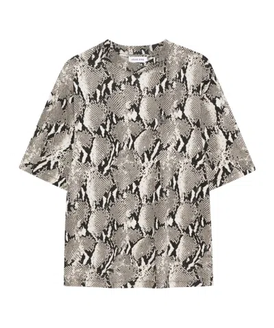 Anine Bing Womens Washed Python Avi Python-print Cotton T-shirt In Multi