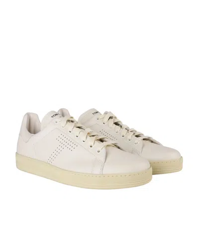 Tom Ford Perforated-logo Leather Sneakers In Animal Print