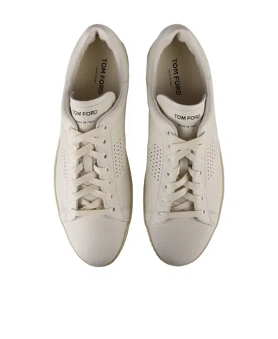 Tom Ford Perforated-logo Leather Sneakers In Animal Print