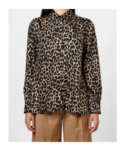 Max Mara Etna Long-sleeved Printed Shirt In Brown
