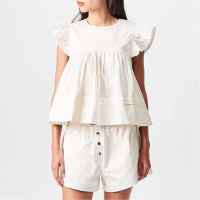 Ganni Ruffle T-shirt In White
