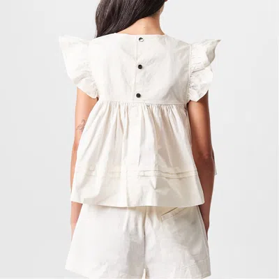Ganni Ruffle T-shirt In White