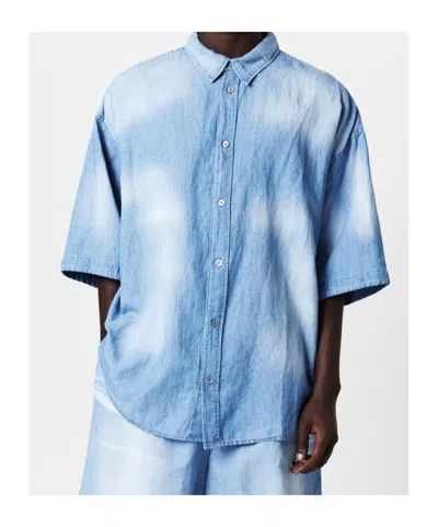 Acne Studios Logo Button Down Shirt In Blue