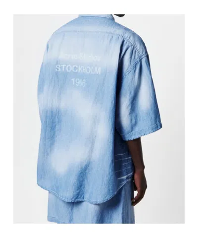 Acne Studios Logo Button Down Shirt In Blue
