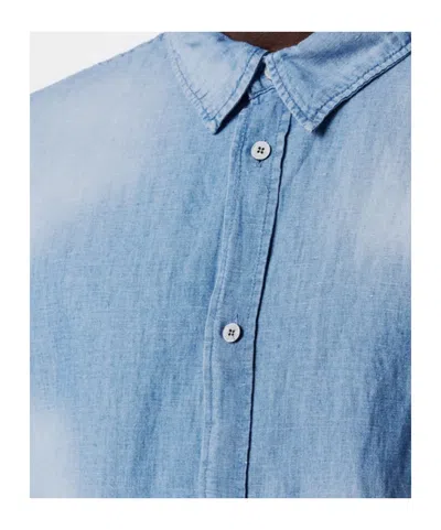 Acne Studios Logo Button Down Shirt In Blue