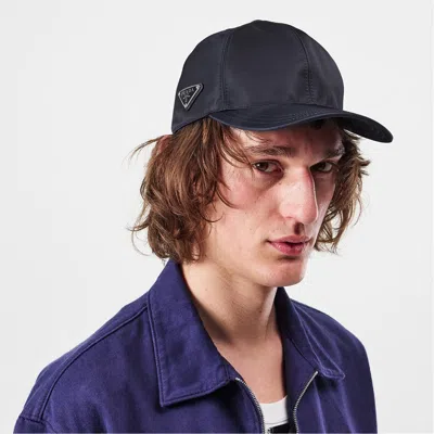 Prada Logo Baseball Cap In Blue