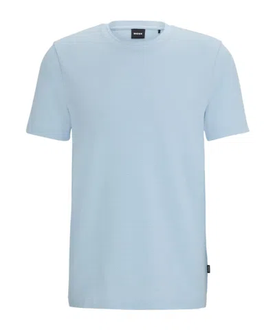 Hugo Boss T-shirt With Bubble-jacquard Structure In Blue