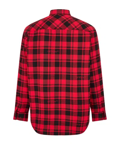 Off-white Check-pattern Padded Overshirt In Red