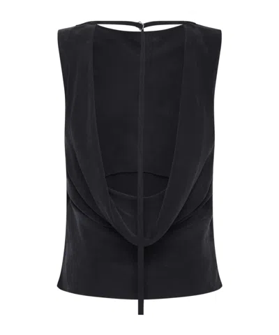 St Agni Draped Open-back Blouse In Black