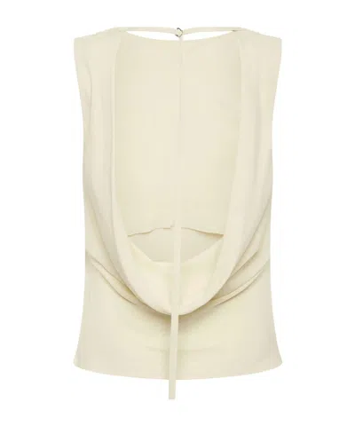 St Agni Draped Open-back Blouse In Neutral