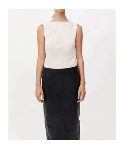 St Agni Draped Open-back Blouse In Neutral