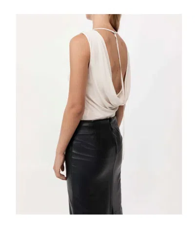 St Agni Draped Open-back Blouse In Neutral
