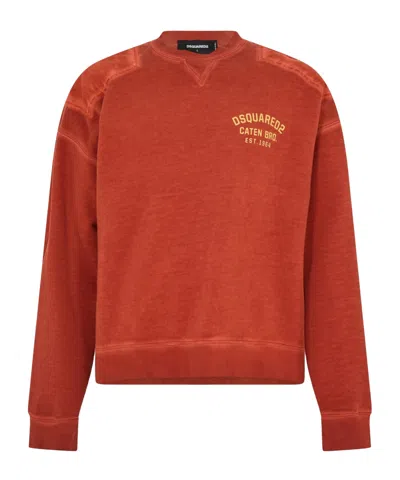 Dsquared2 Man Sweatshirt Rust Size M Cotton In Brown