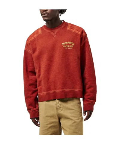 Dsquared2 Man Sweatshirt Rust Size M Cotton In Brown