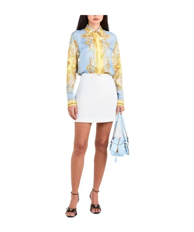 Versace Formal Shirt Silk Twill Print Spring Barocco Foula In Multi