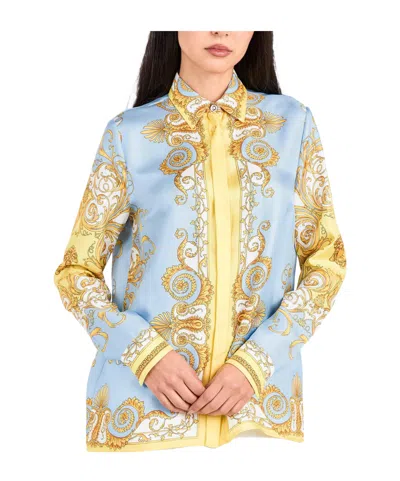 Versace Formal Shirt Silk Twill Print Spring Barocco Foula In Multi