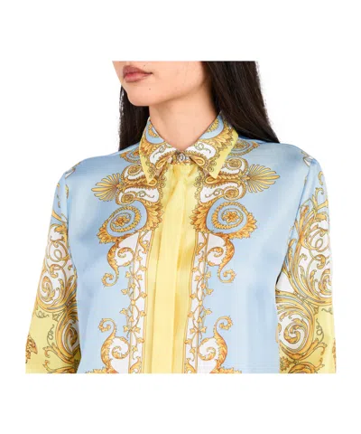 Versace Formal Shirt Silk Twill Print Spring Barocco Foula In Multi