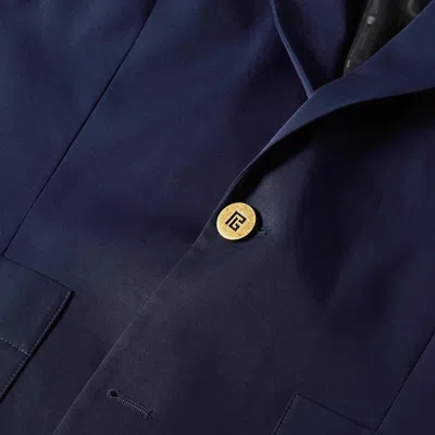 Balmain Cotton Twill 2-buttons Jacket In Blue