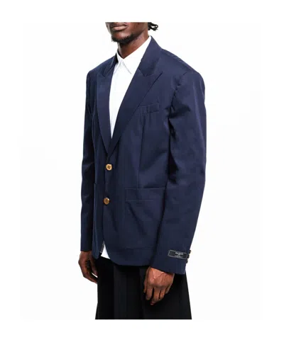 Balmain Cotton Twill 2-buttons Jacket In Blue