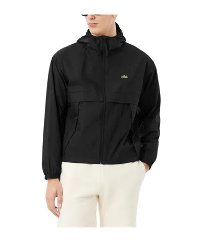 Lacoste Solid Color Windbreaker In Black