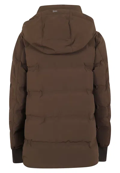 Herno Logo Down Jacket In Brown