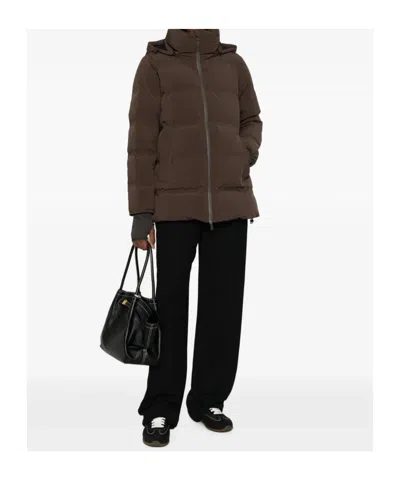 Herno Logo Down Jacket In Brown