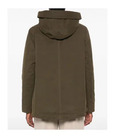 Herno Drawstring Hooded Down Jacket In Green