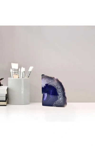 Kinetic Medium Agate Bookend In Blue