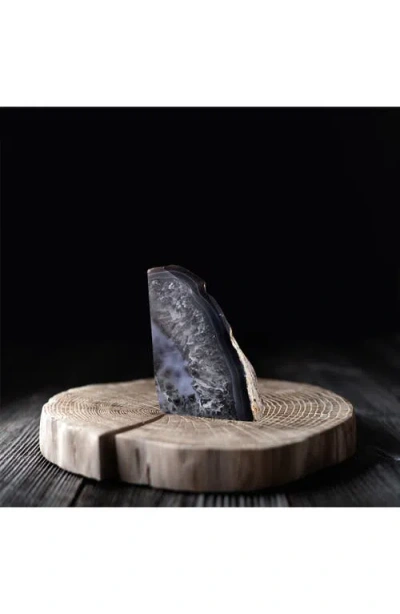 Kinetic Medium Agate Bookend In Black