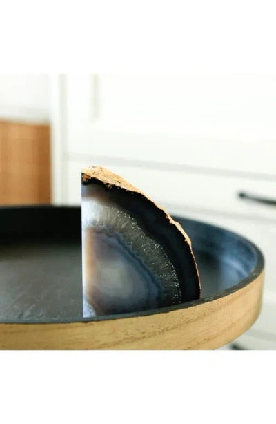 Kinetic Medium Agate Bookend In Black