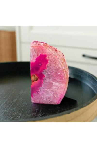Kinetic Medium Agate Bookend In Pink