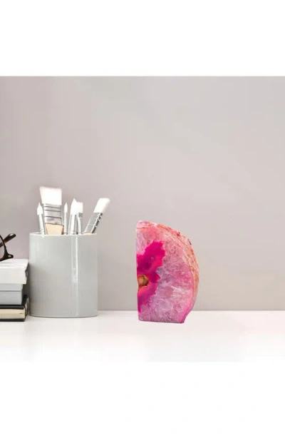 Kinetic Medium Agate Bookend In Pink