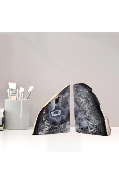 Kinetic Large Agate Bookends In Black