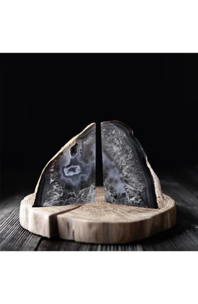 Kinetic Large Agate Bookends In Black