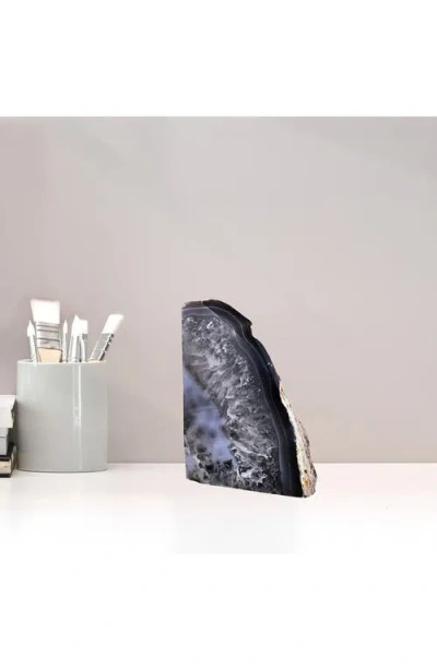 Kinetic Large Agate Bookend In Blue