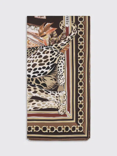 Ferragamo Silk Foulard Animal Pattern Rectangular Design In Multi