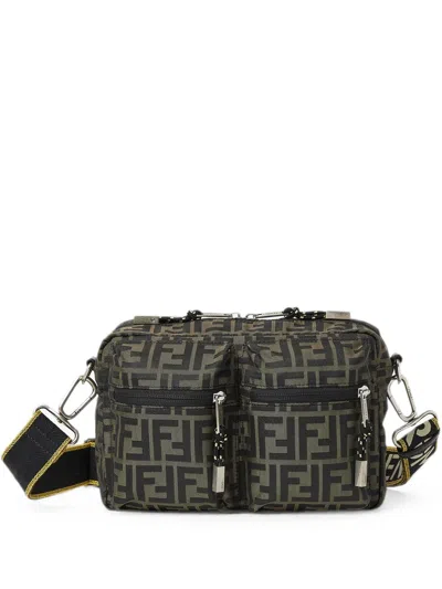 Fendi Mini Camera Case In Superlight Ff Zucca Technical Fabric With Adjustable Strap In Brown