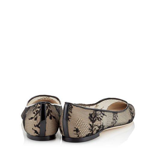 Jimmy Choo Romy Flat Black Lace Pointy Toe Flat Pumps ModeSens