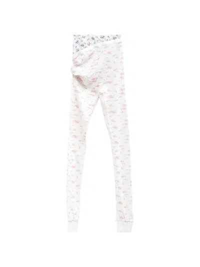 August Barron Pulled Down Floral-print Leggins In White