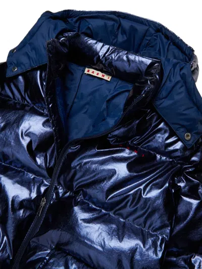 Marni Metallic-effect Padded Jacket In Blue