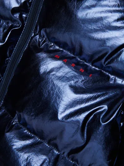 Marni Metallic-effect Padded Jacket In Blue