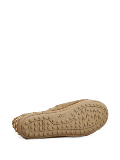 Tod's Buckle-strap Shearling Ballet Flats In Multi